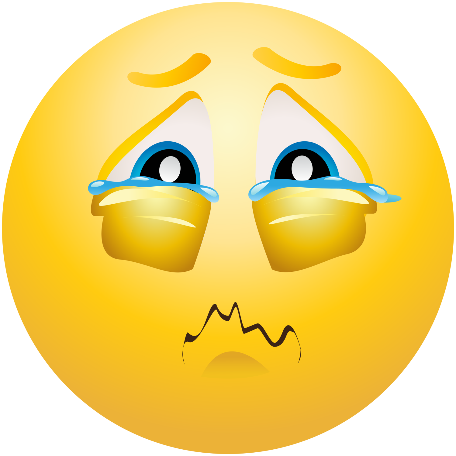 a yellow smiley face with blue eyes