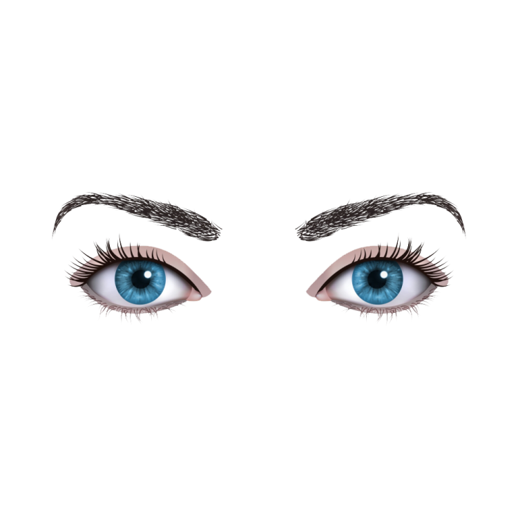 a pair of blue eyes with long eyelashes