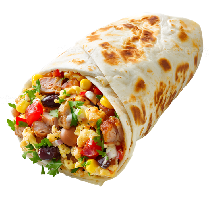 a burritoa filled with meat and vegetables