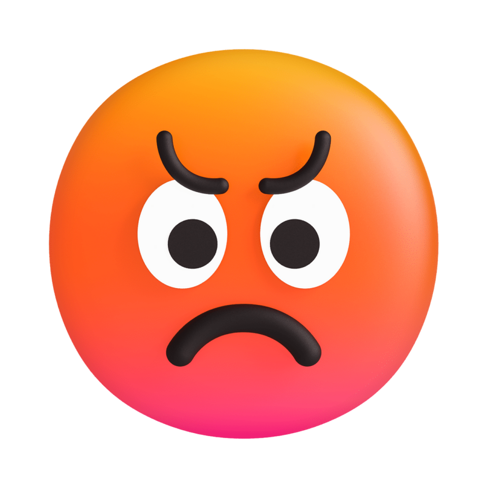 an orange ball with a sad face on it