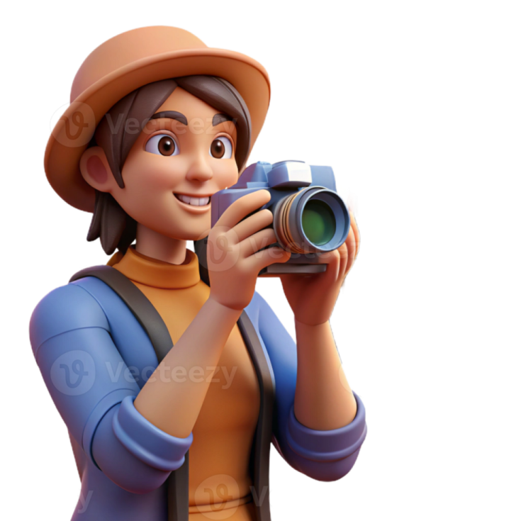 a cartoon character holding a camera