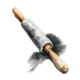 a drawing of a rolling pin on a white background