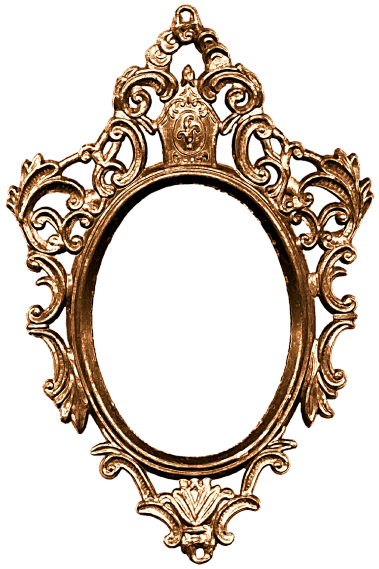 an ornate gold frame with a white background