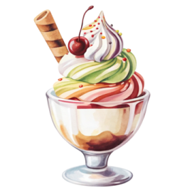 a painting of an ice cream sundae