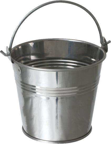 a metal bucket on a white background