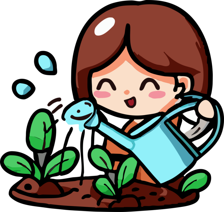 a woman watering her plants