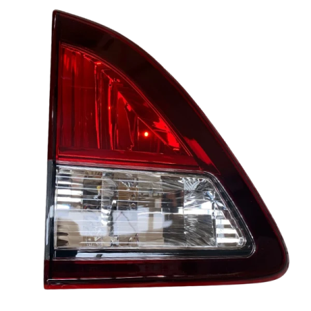 a red tail light on a white background