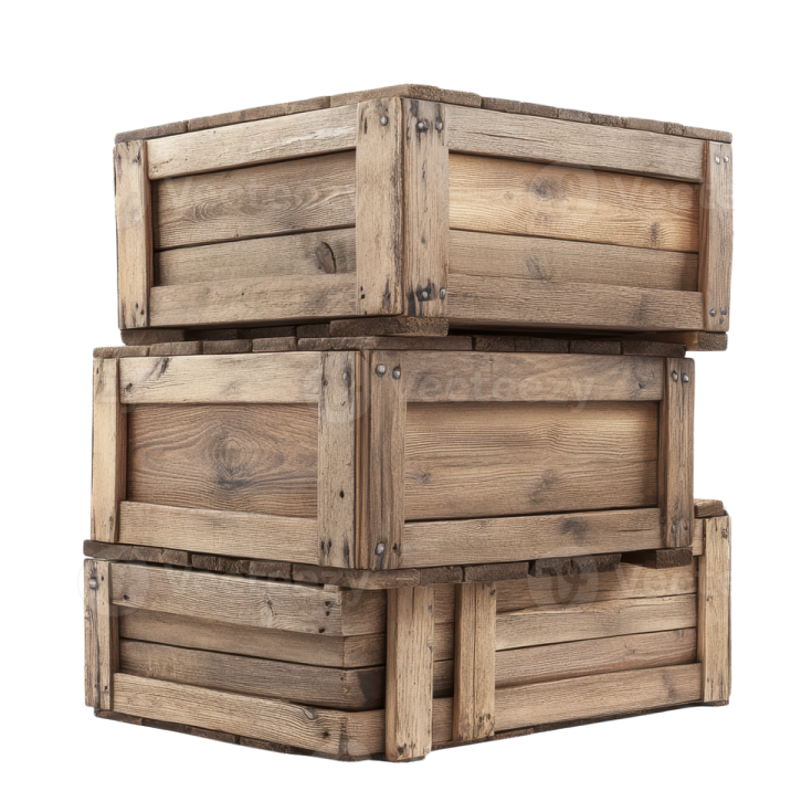 a stack of wooden crates on a white background