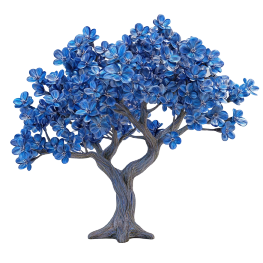 a tree with blue flowers on it