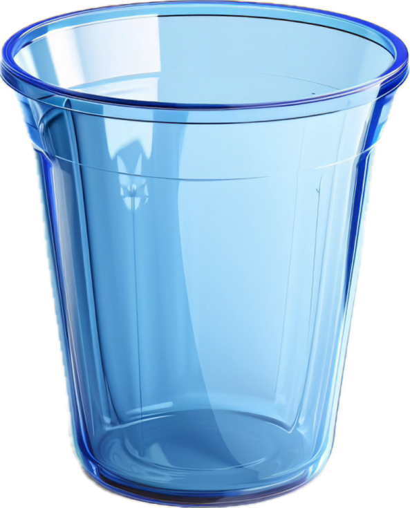 a blue plastic cup on a white background