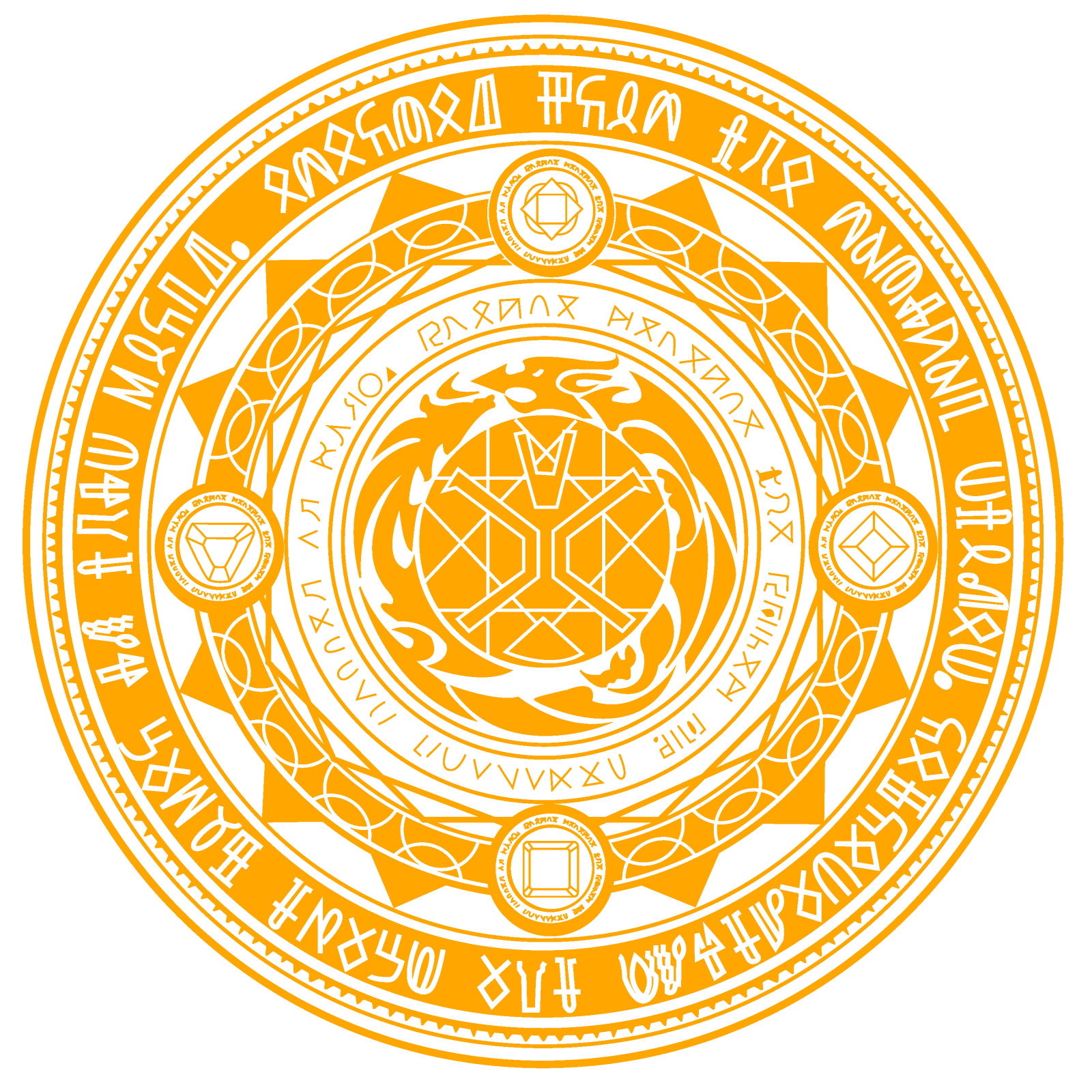 an orange and white circle with the symbols of all religionss