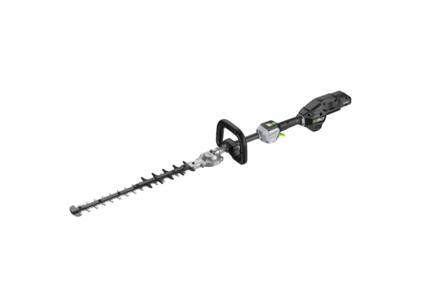The greenworks electric hedge trimmer is shown on a white background