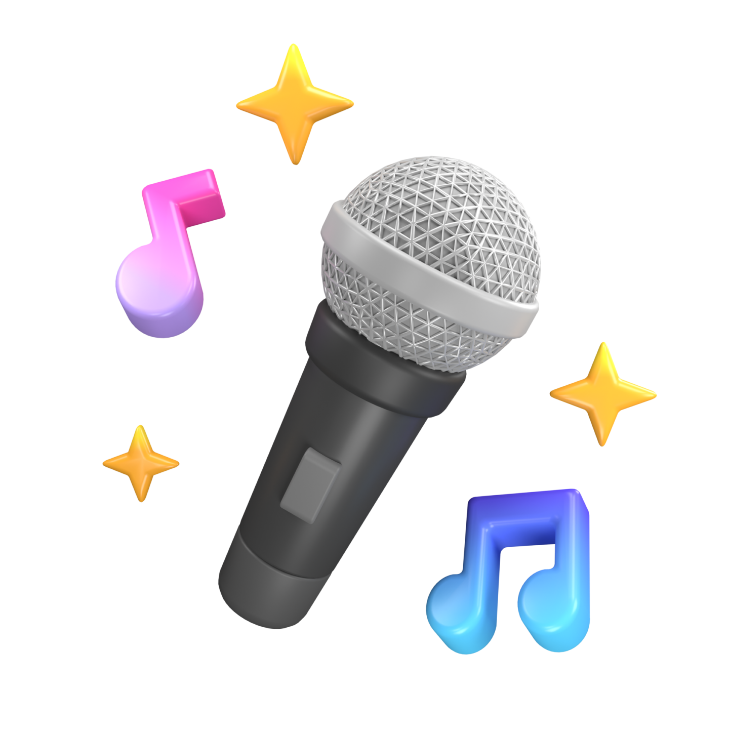 a microphone with music notes around it