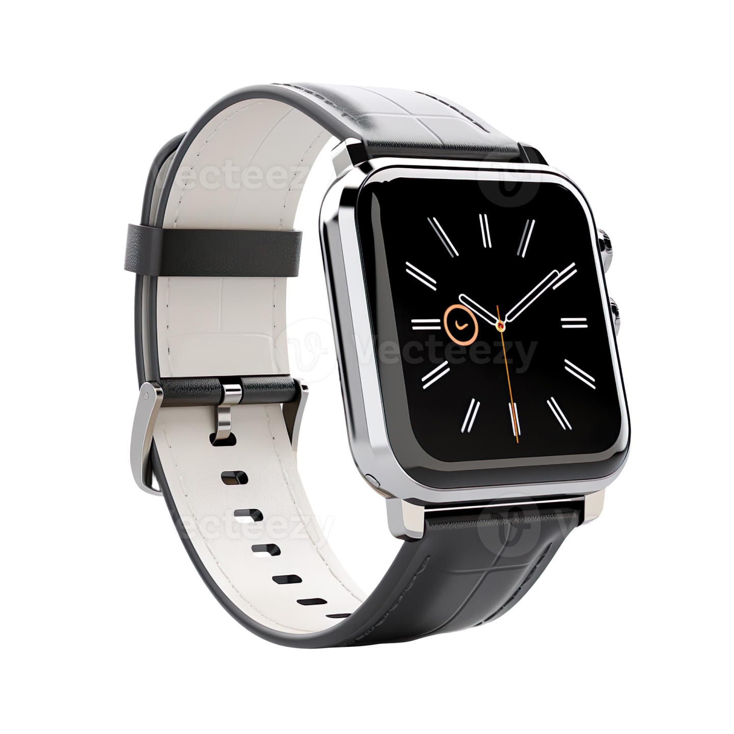 a smart watch with a black band