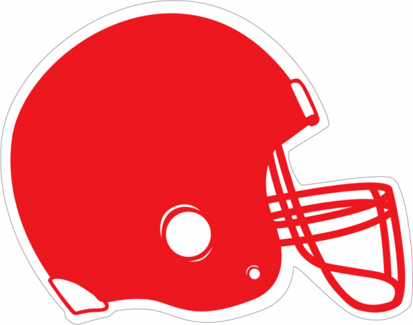 a red football helmet on a white background