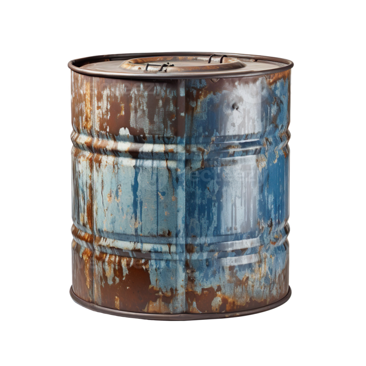 an old metal barrel on a white background