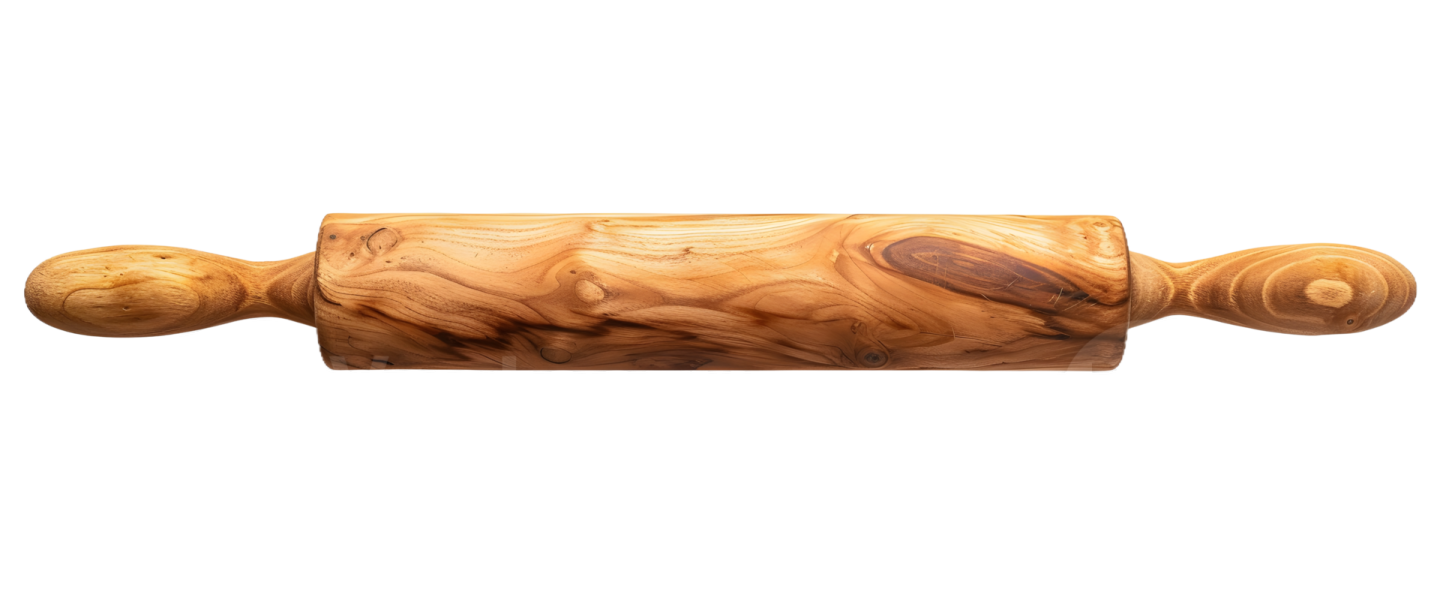a wooden rolling board on a white background