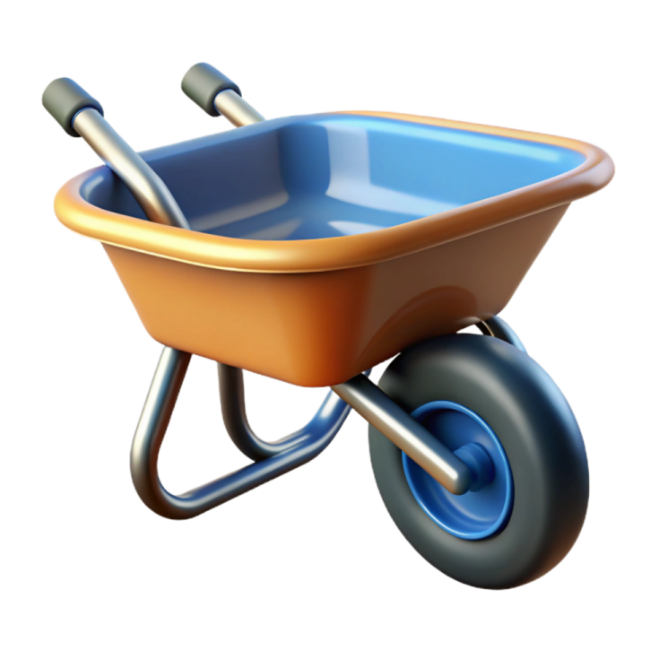 a small wheelbar with blue wheels