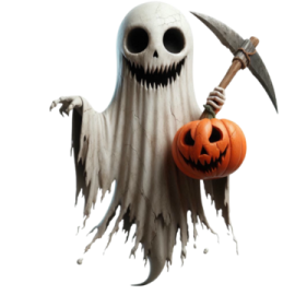 an image of a ghost holding a pumpkin