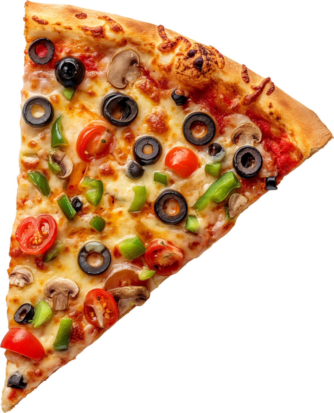 a slice of pizza on a white background