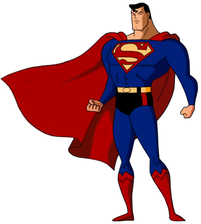 a cartoon superman with a cape