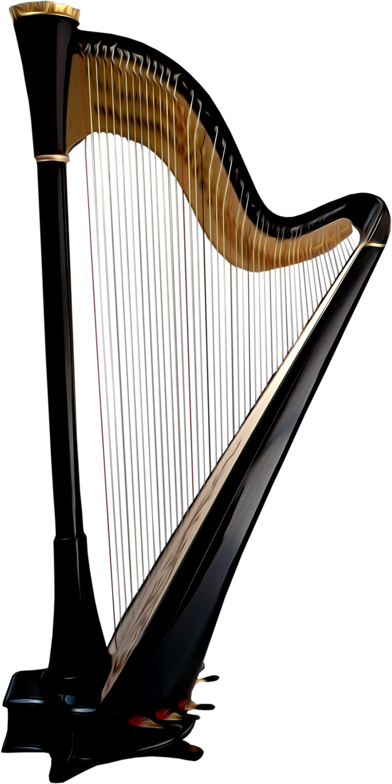 a black harp on a white background