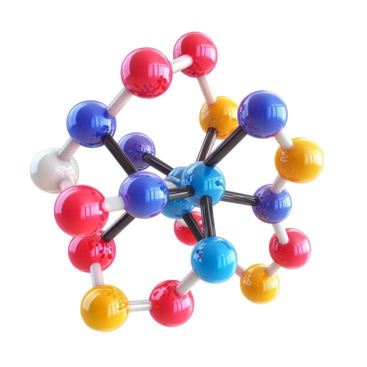 an image of a molecule with colorful balls