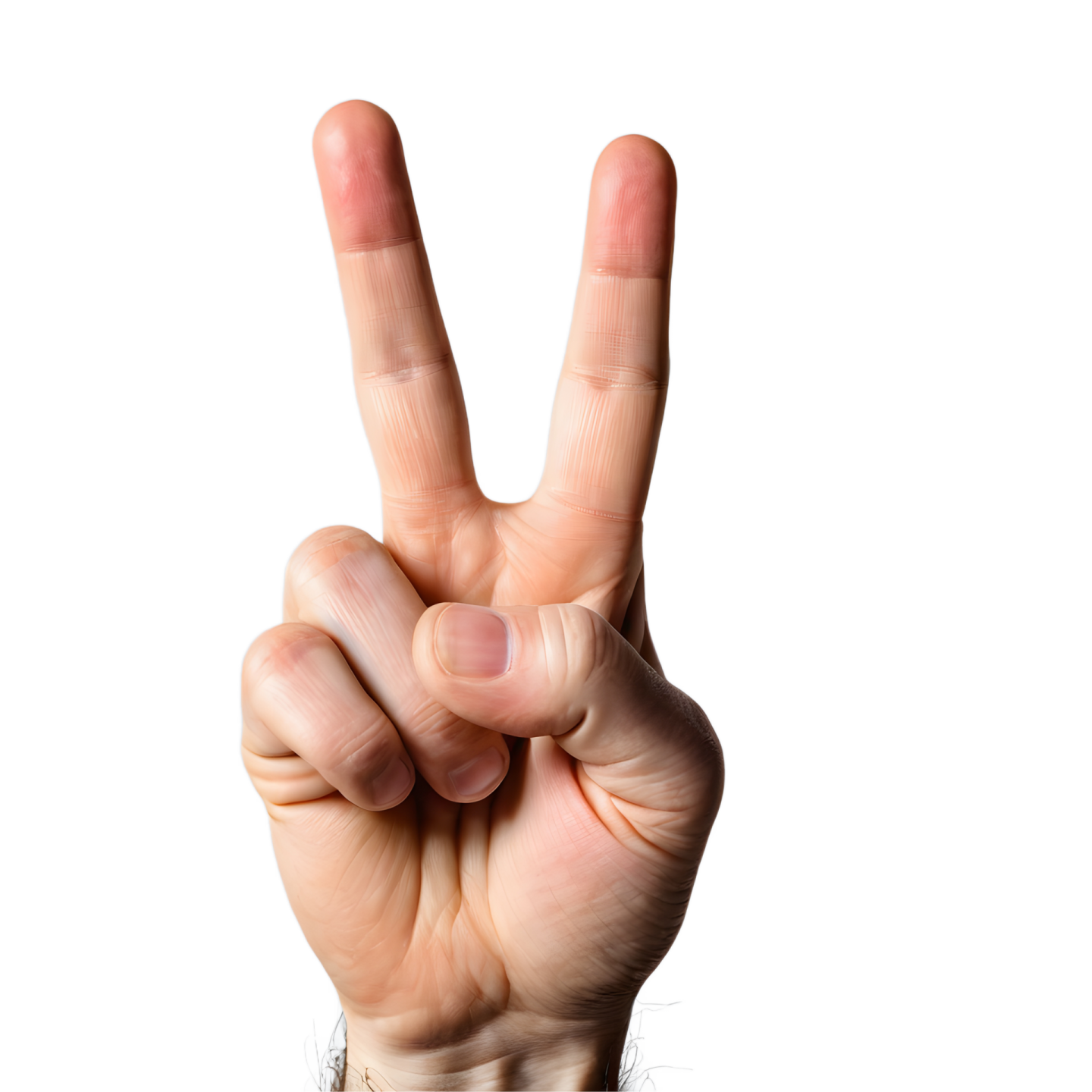 a person making a peace sign with their fingers