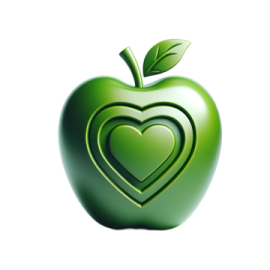 an apple with a heart in the middle
