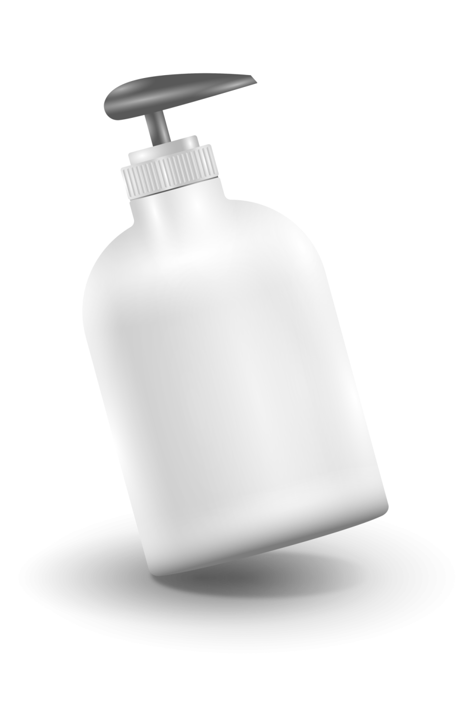 a white plastic bottle with a black cap
