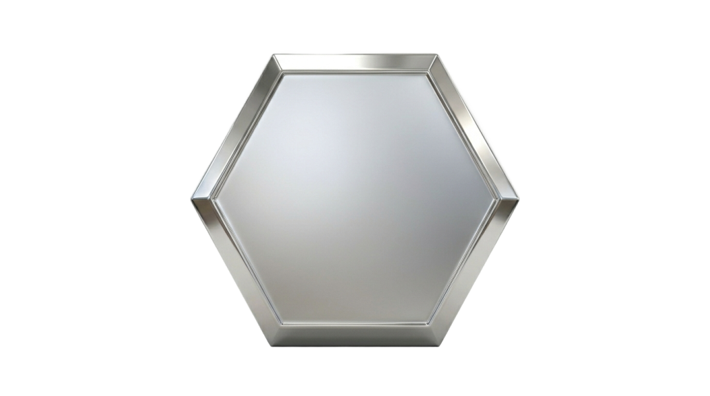 a mirror that is shaped like a hexagon