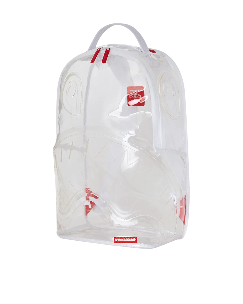a clear backpack on a white background