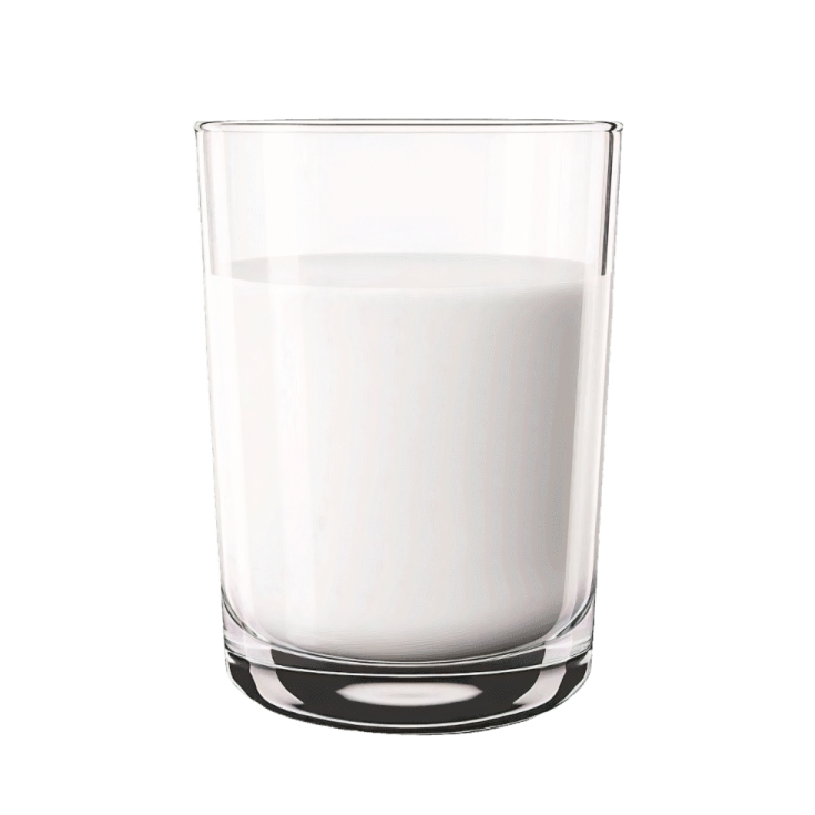 a glass of milk on a white background
