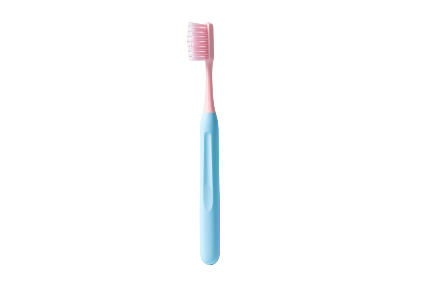 a pink and blue toothbrush on a white background