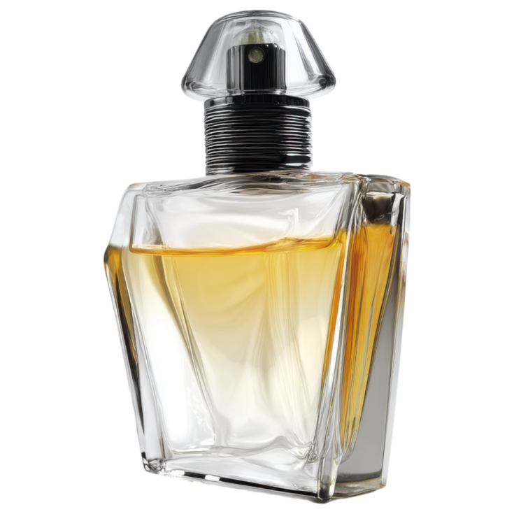 a bottle of perfume on a white background