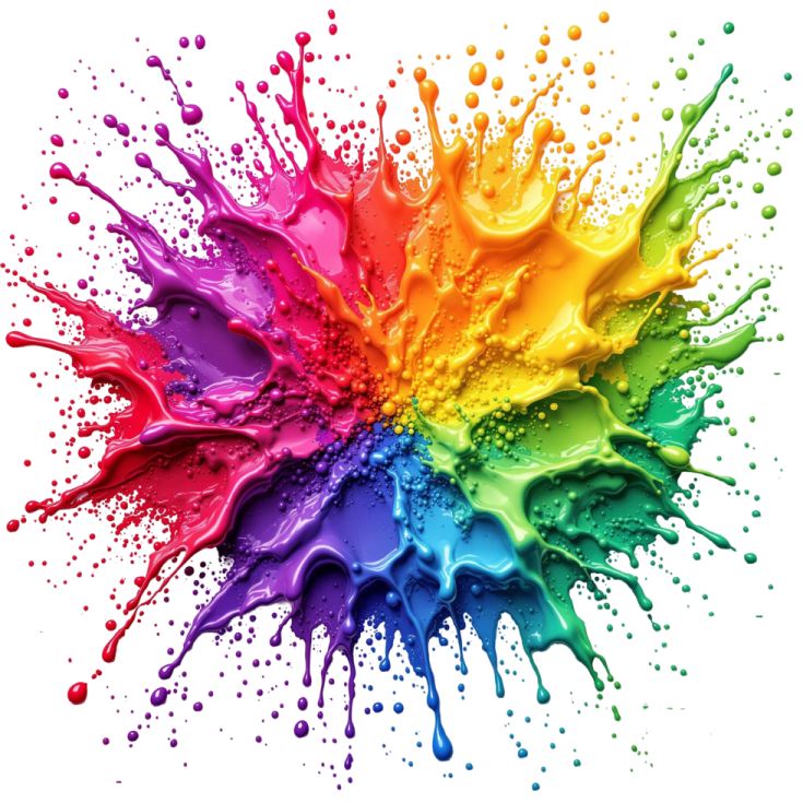 colorful paint splashs on a white background