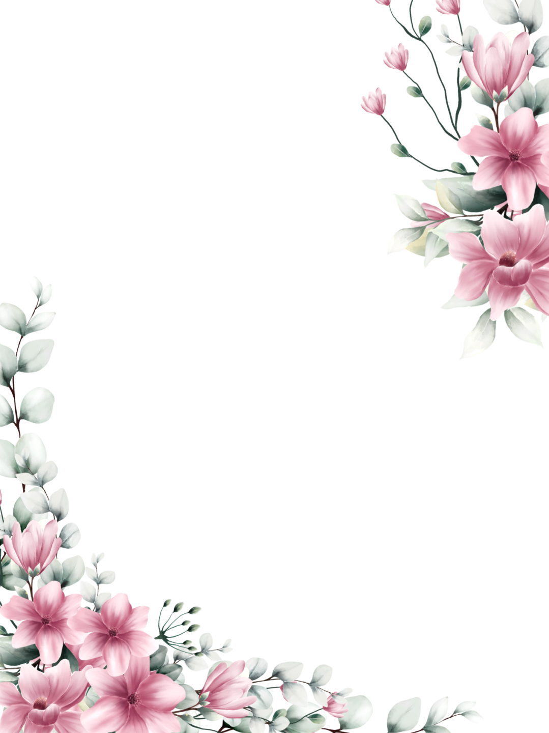 pink flowers on a white background
