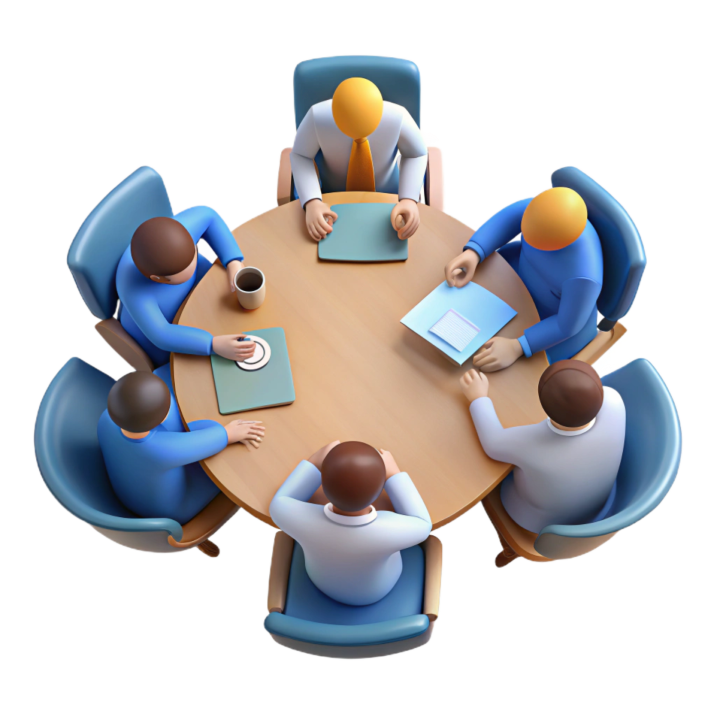 a group of people sitting around a table