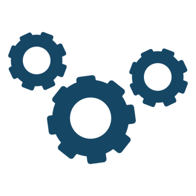 three gears on a white background