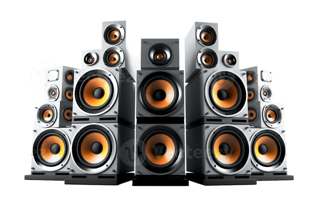 a set of speakers on a white background