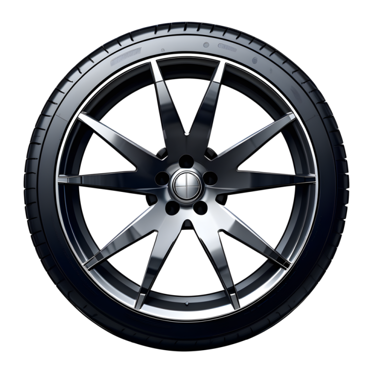a black wheel on a white background