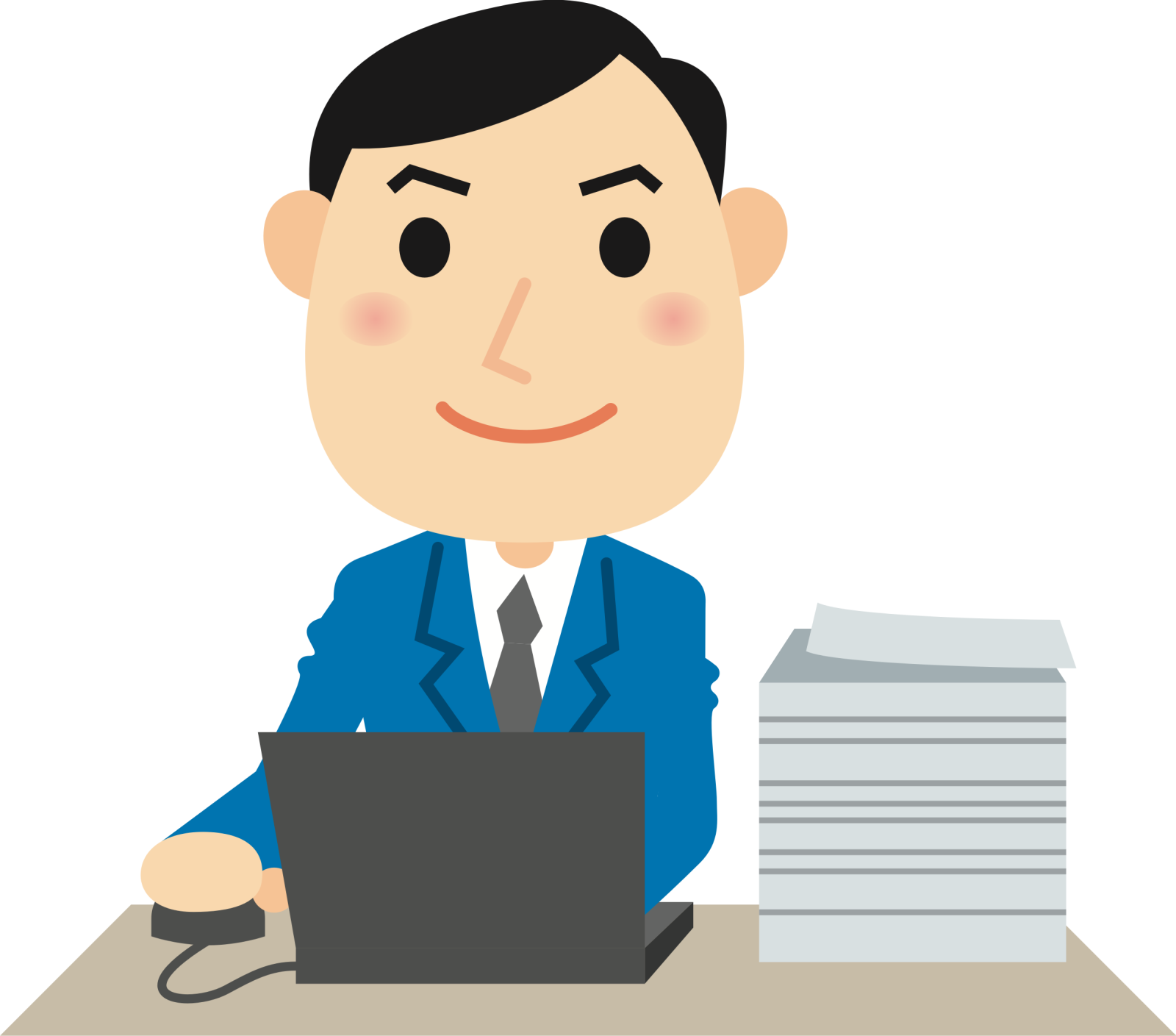 a man in a suit sitting at a desk with a laptop