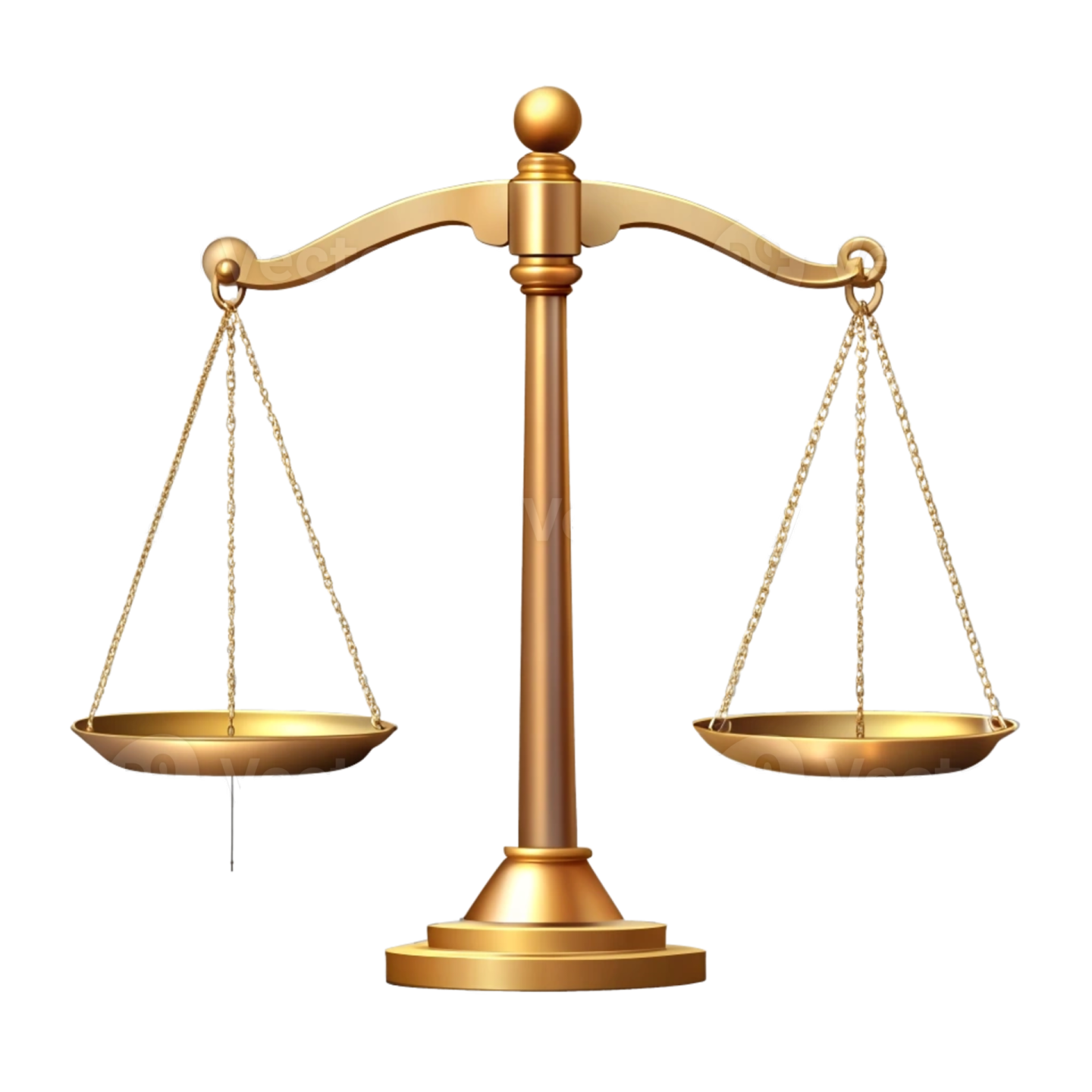 a golden balance scale on a white background
