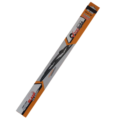 a pencil with a black and orange design on it