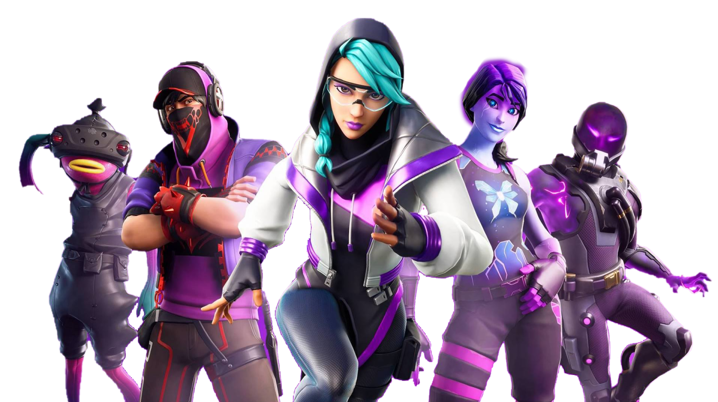 a group of female characters standing in front of white background