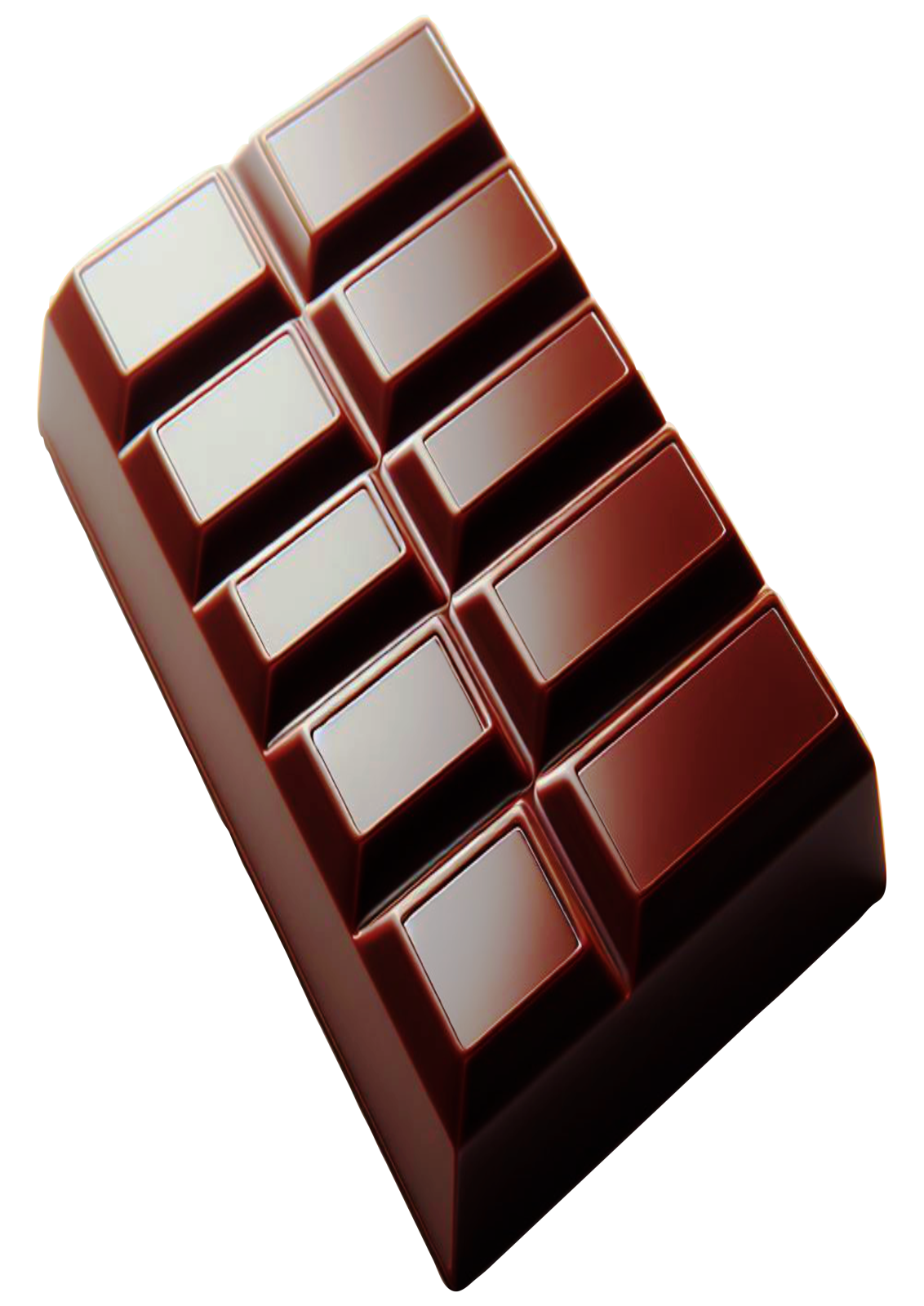 a piece of chocolate on a white background