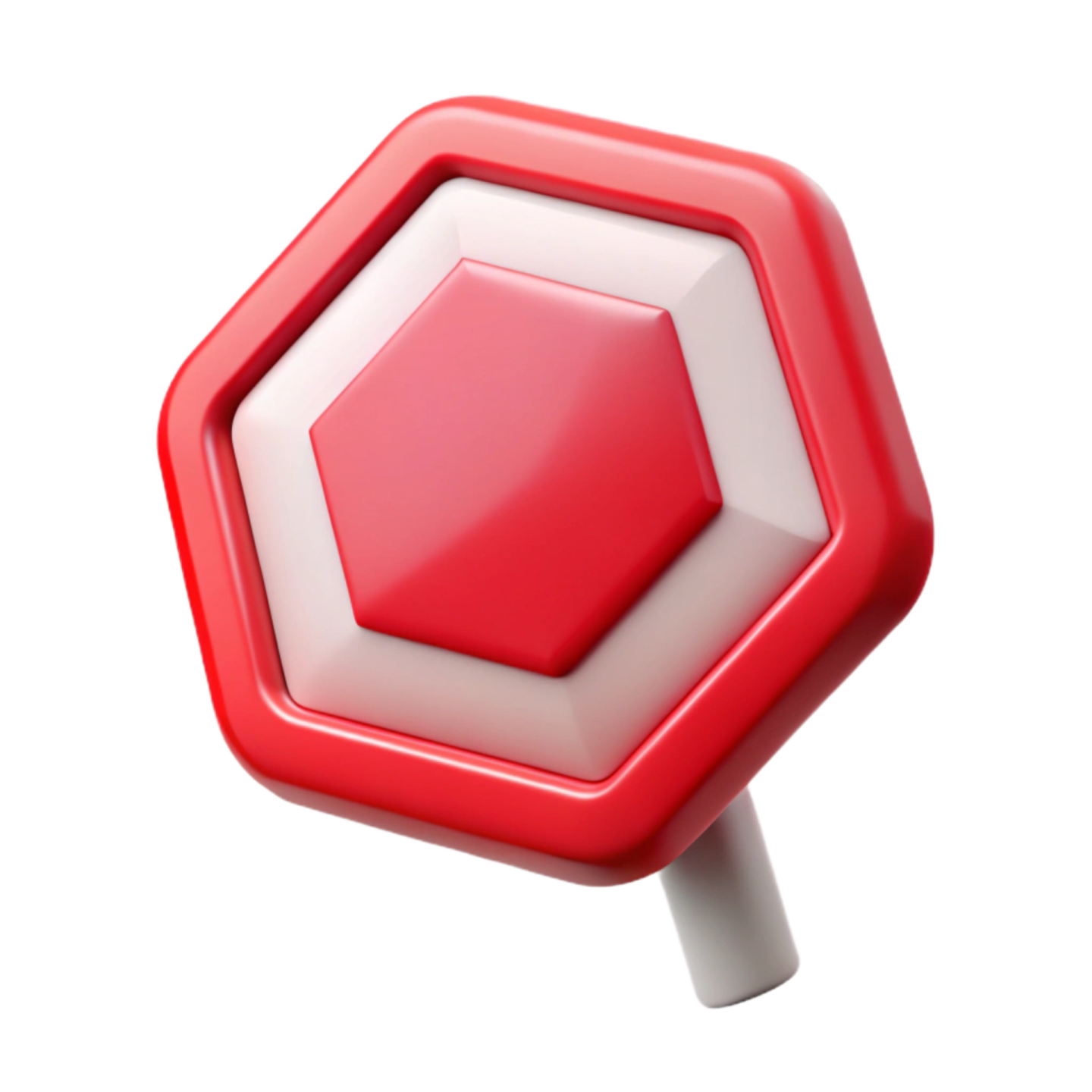 a red and white object on a white background