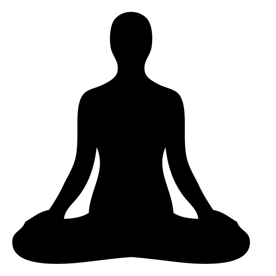 a silhouette of a person sitting in a yoga pose