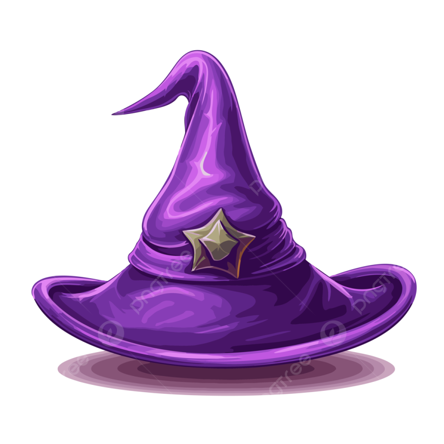 a purple witch hat with a star on it