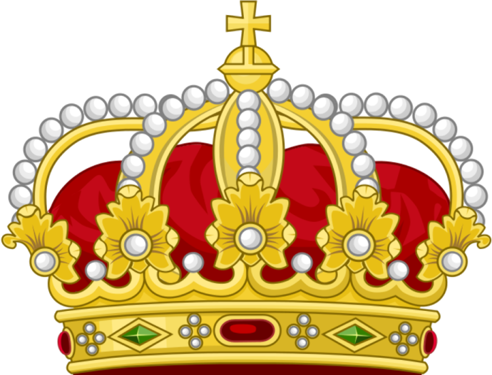 a gold crown with pearls on it
